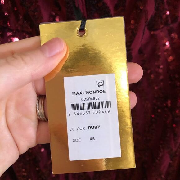 NWT City Chic Luxe Red Ruby Monroe Sequin Maxi Gown - Picture 5 of 6